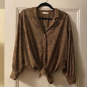 Cheetah Print Button Down Top